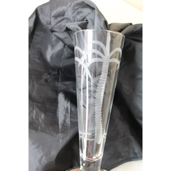 4 Rolf Palm Tree Etched Pilsners Glasses Tropical Clear 91330 Set - Picture 5 of 6